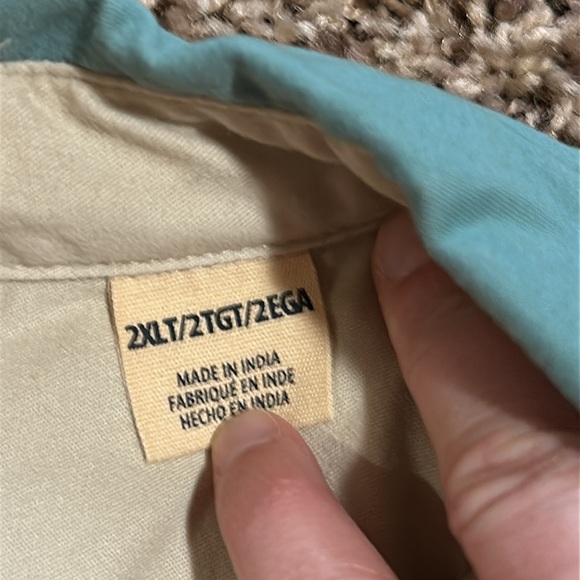 Red Head green button front shirt - Picture 3 of 5